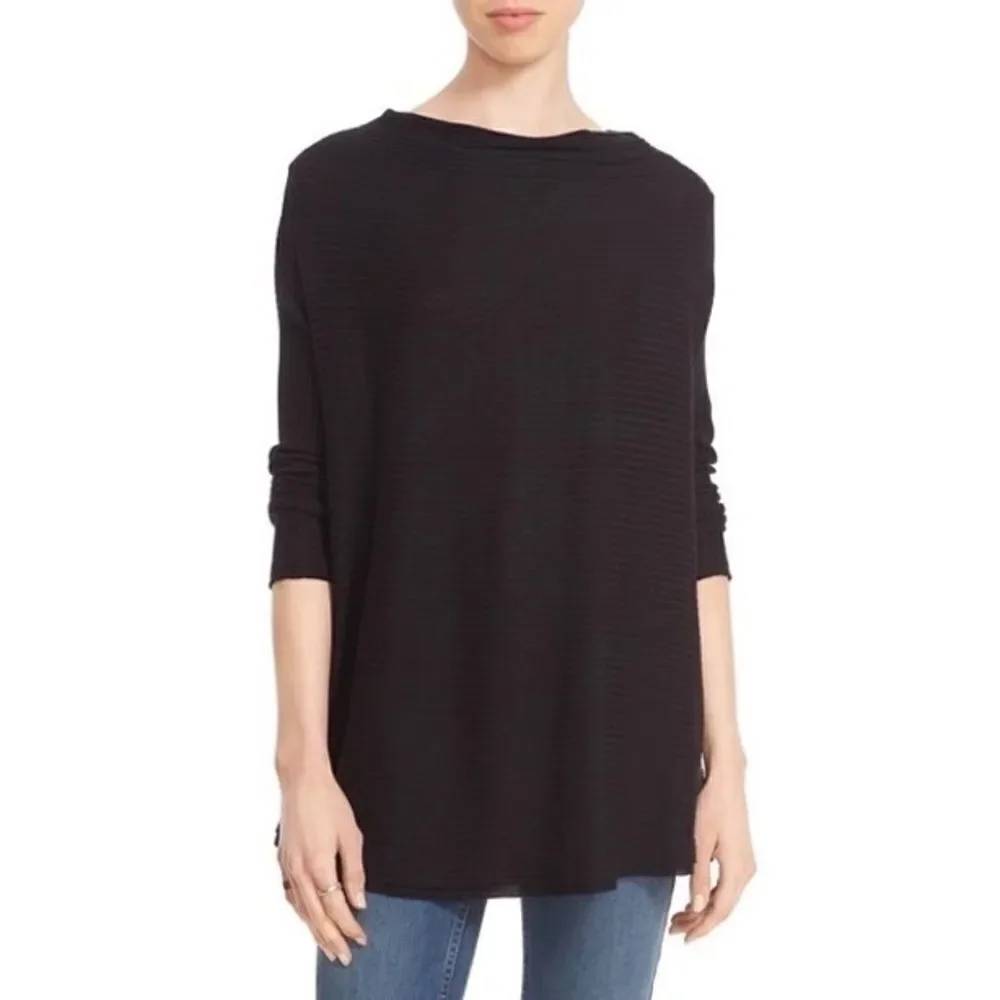 FREE People We the Free Lover Ribbed Split Back Pullover In Black Size XS